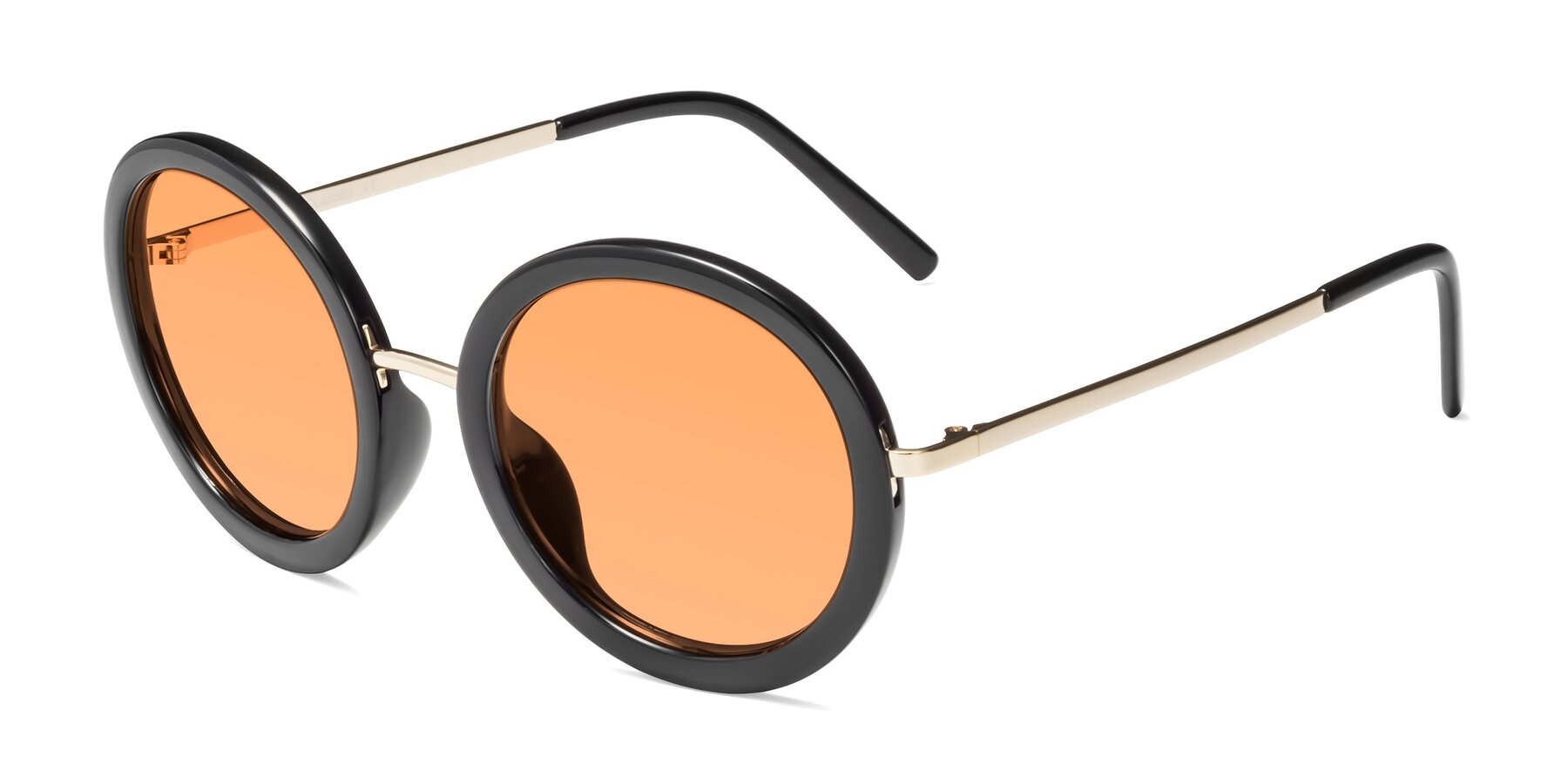 Angle of Bloom in Black with Medium Orange Tinted Lenses
