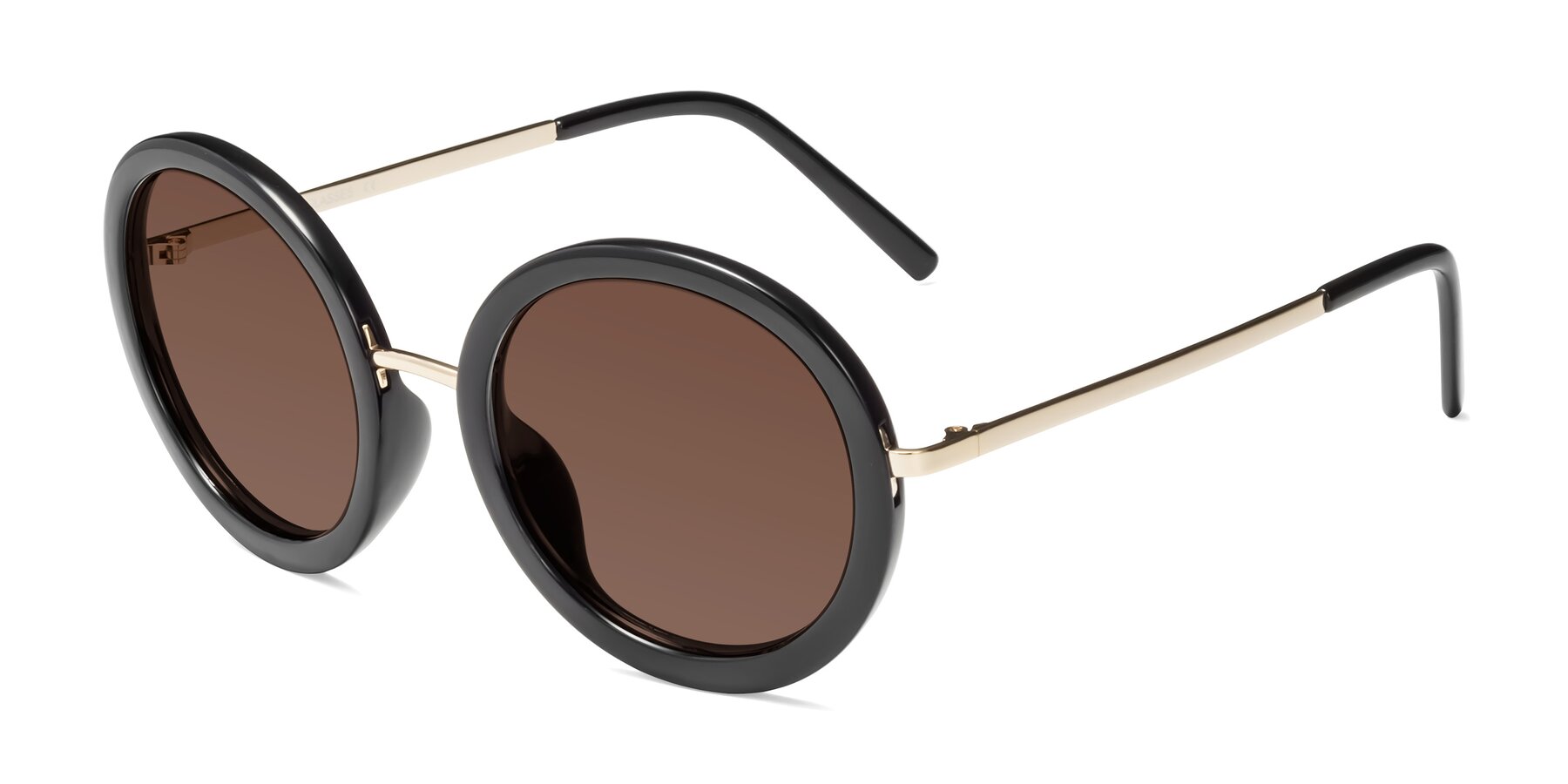 Angle of Bloom in Black with Brown Tinted Lenses