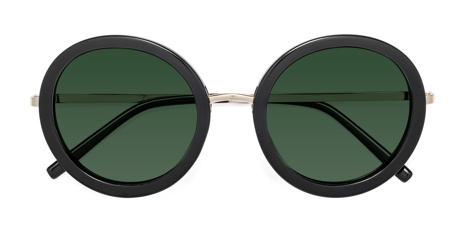 Folded Front of Bloom in Black with Green Tinted Lenses