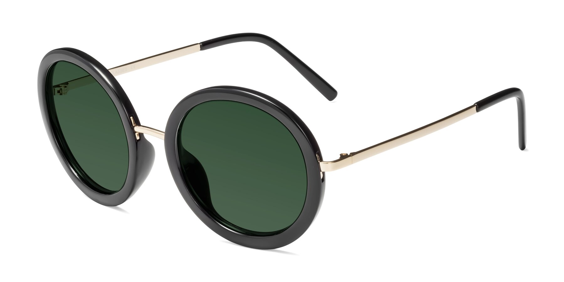 Angle of Bloom in Black with Green Tinted Lenses