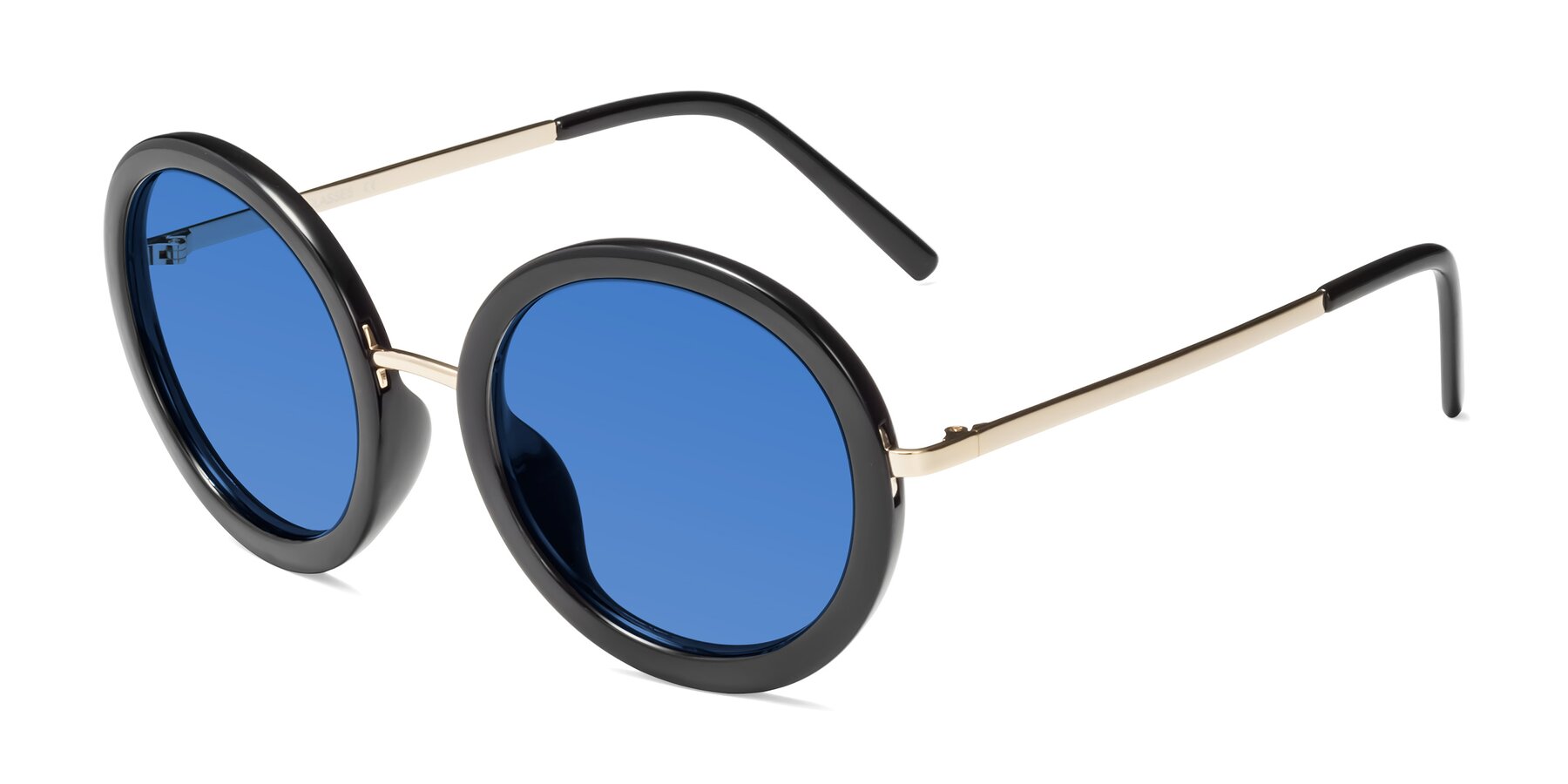 Angle of Bloom in Black with Blue Tinted Lenses