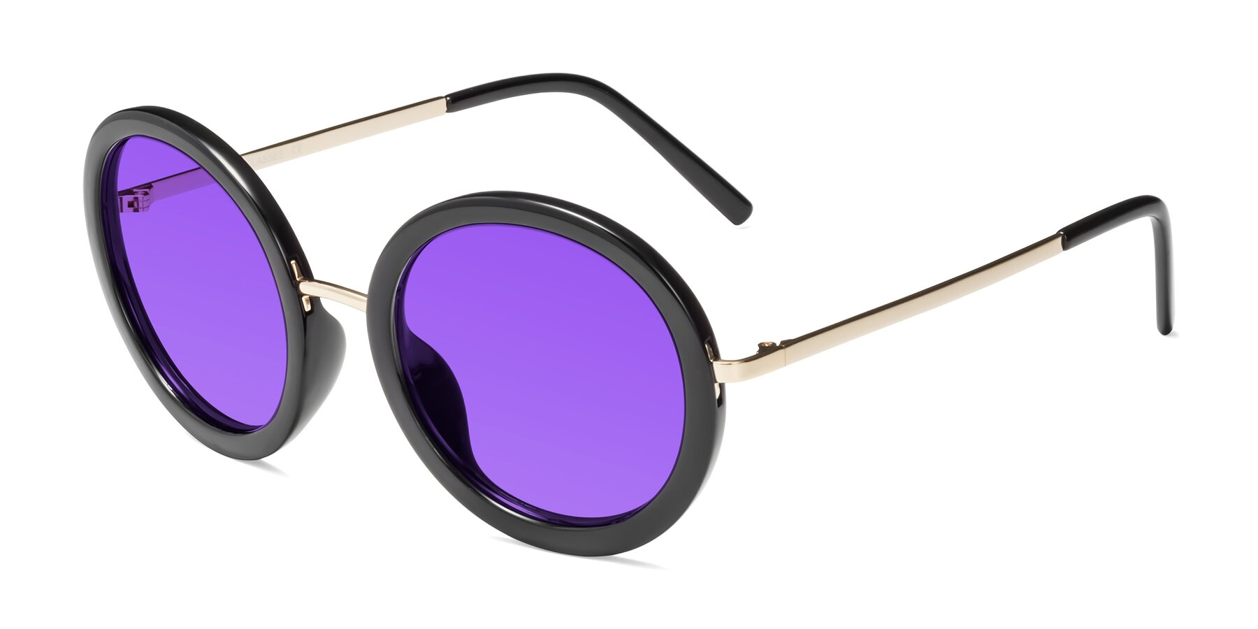 Angle of Bloom in Black with Purple Tinted Lenses