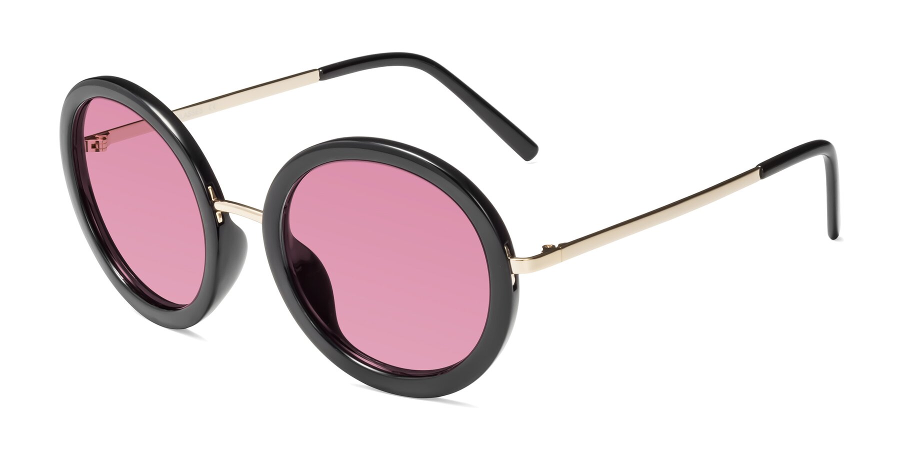 Angle of Bloom in Black with Medium Wine Tinted Lenses