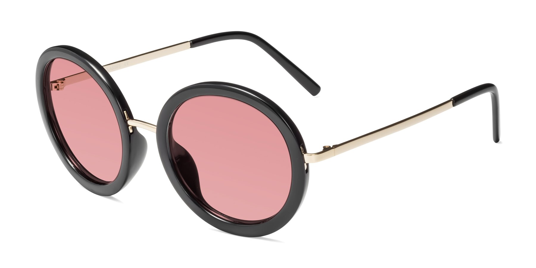 Angle of Bloom in Black with Medium Garnet Tinted Lenses