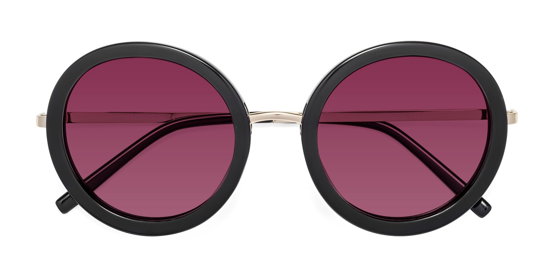 Folded Front of Bloom in Black with Wine Tinted Lenses