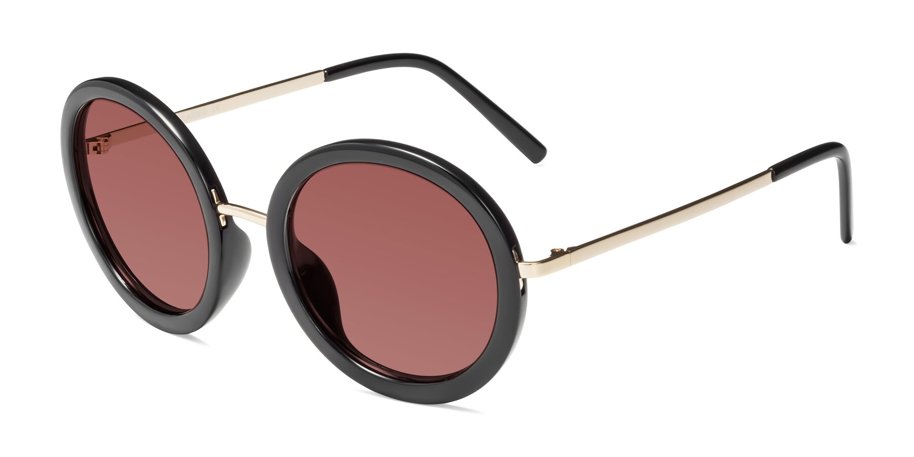 Angle of Bloom in Black with Garnet Tinted Lenses