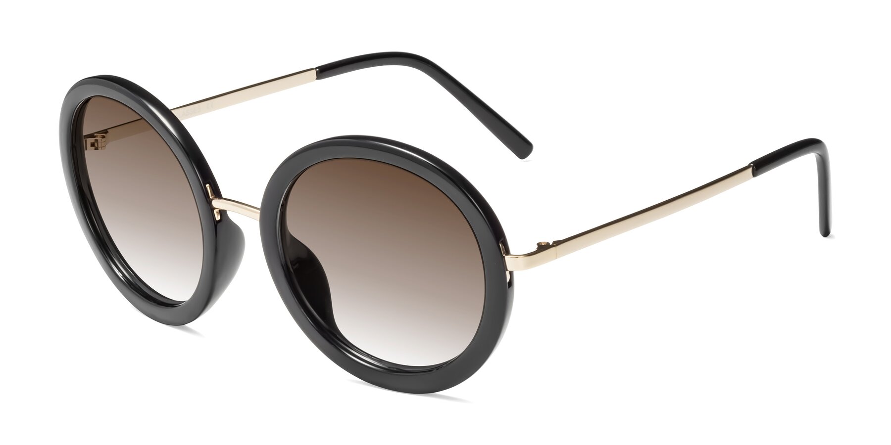 Angle of Bloom in Black with Brown Gradient Lenses