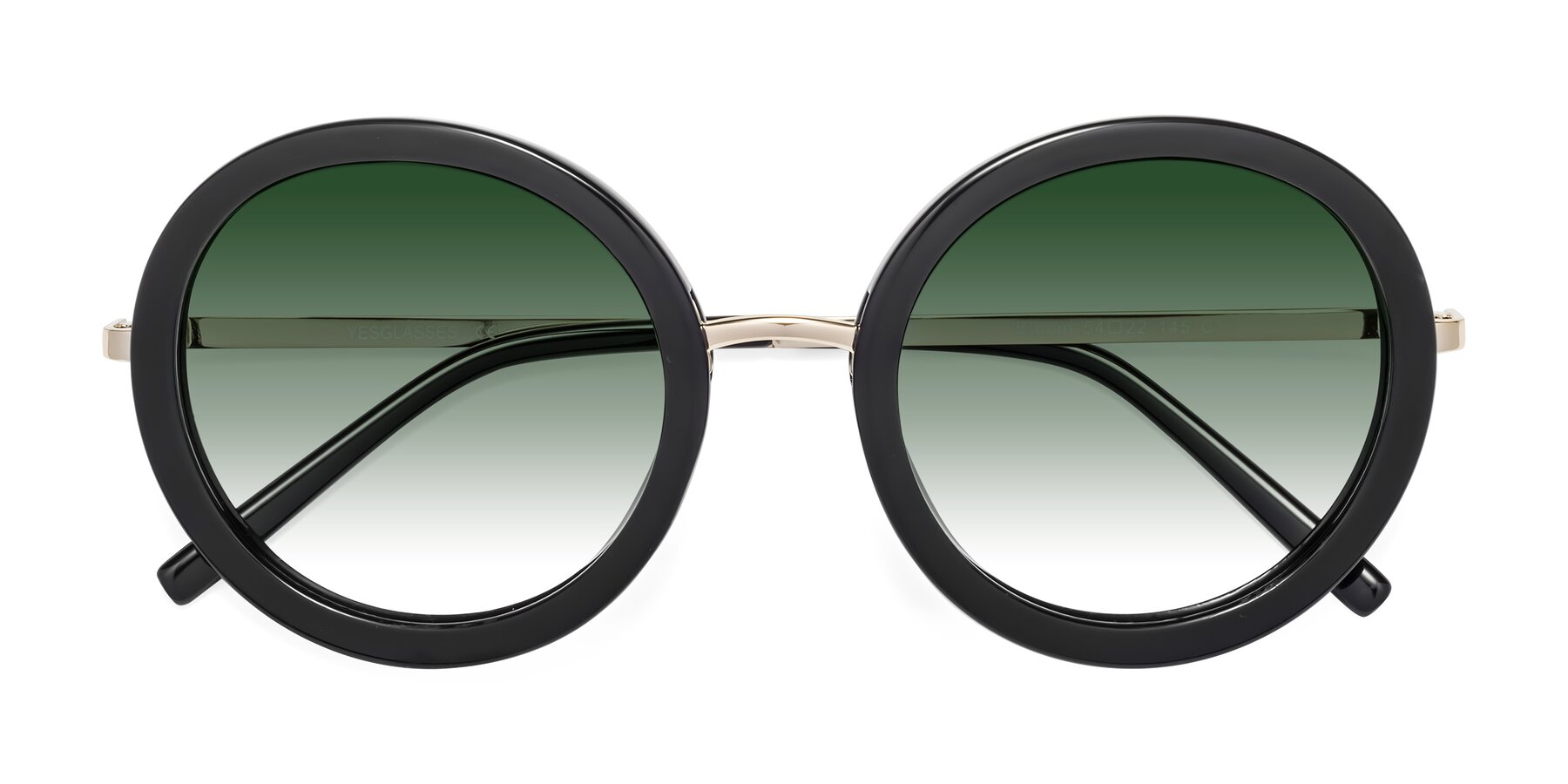 Folded Front of Bloom in Black with Green Gradient Lenses