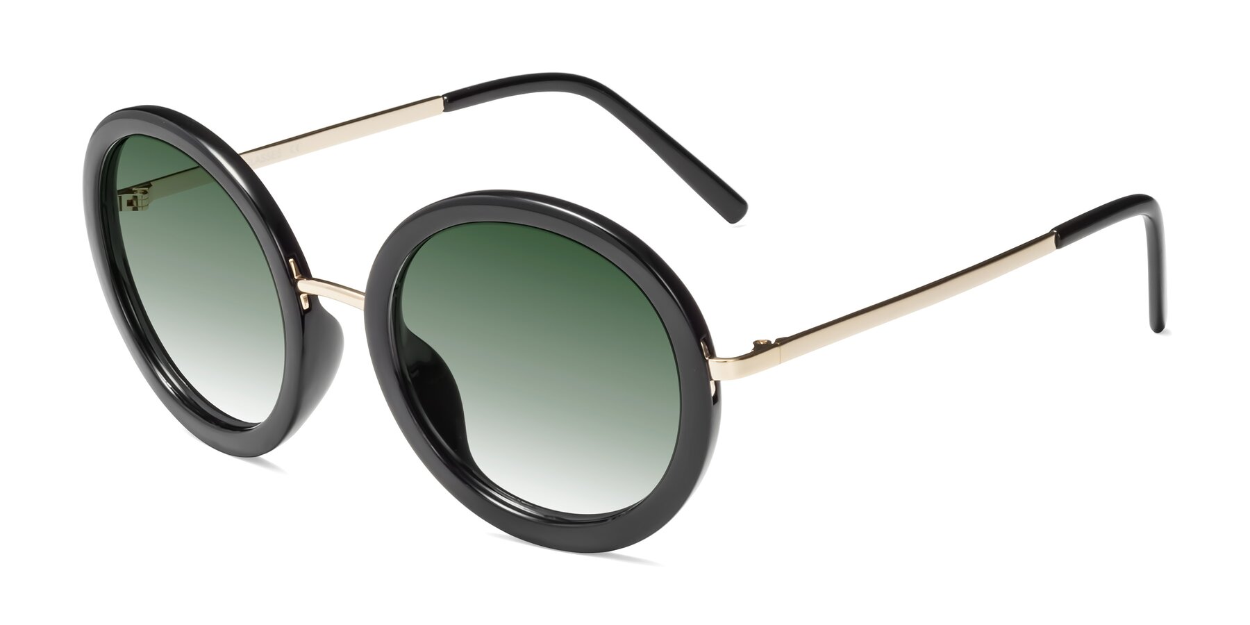 Angle of Bloom in Black with Green Gradient Lenses