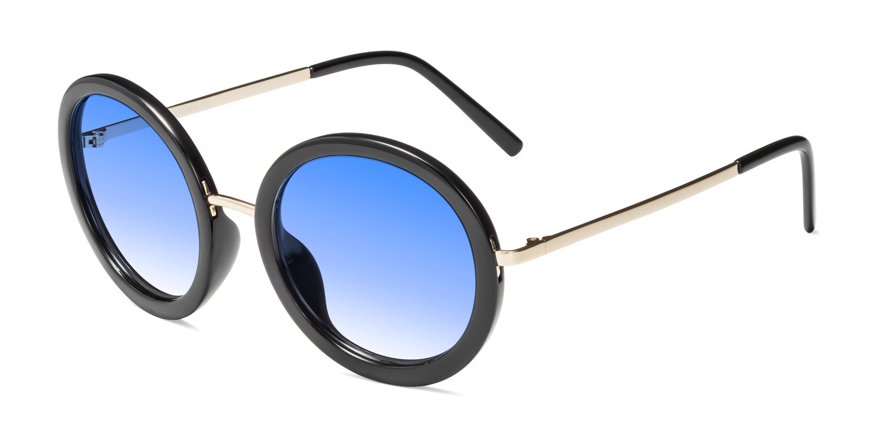 Angle of Bloom in Black with Blue Gradient Lenses