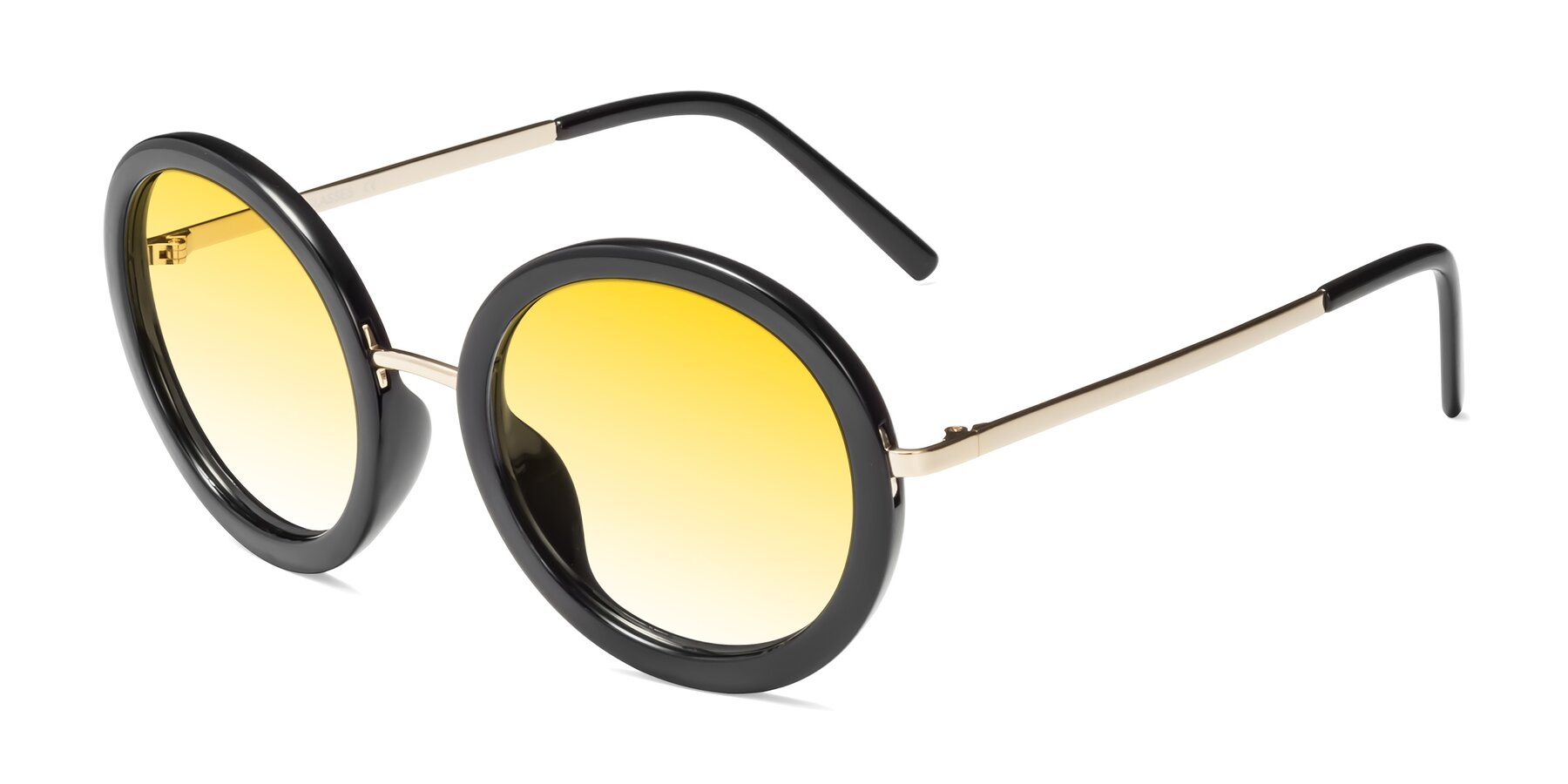 Angle of Bloom in Black with Yellow Gradient Lenses