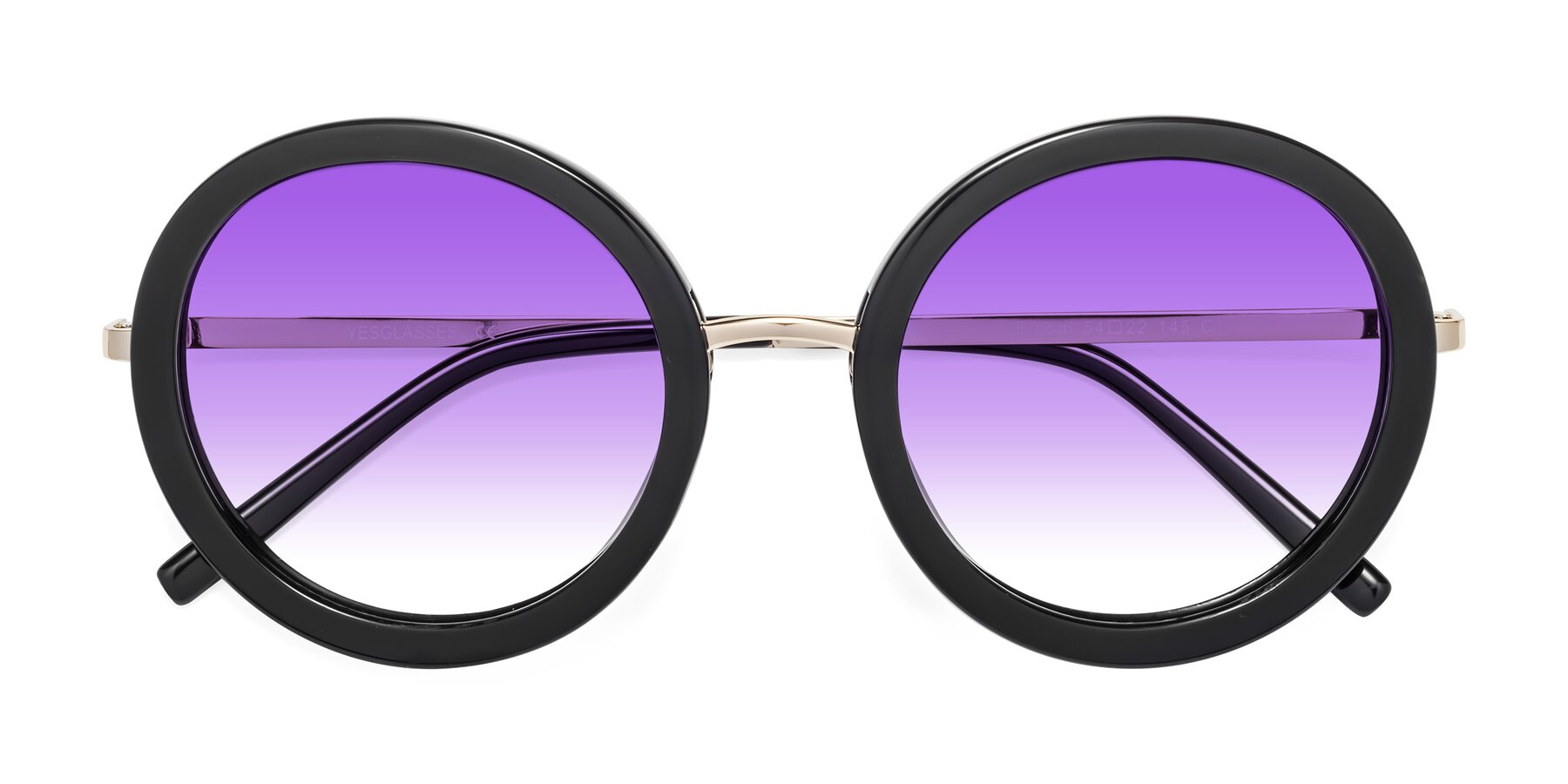 Folded Front of Bloom in Black with Purple Gradient Lenses