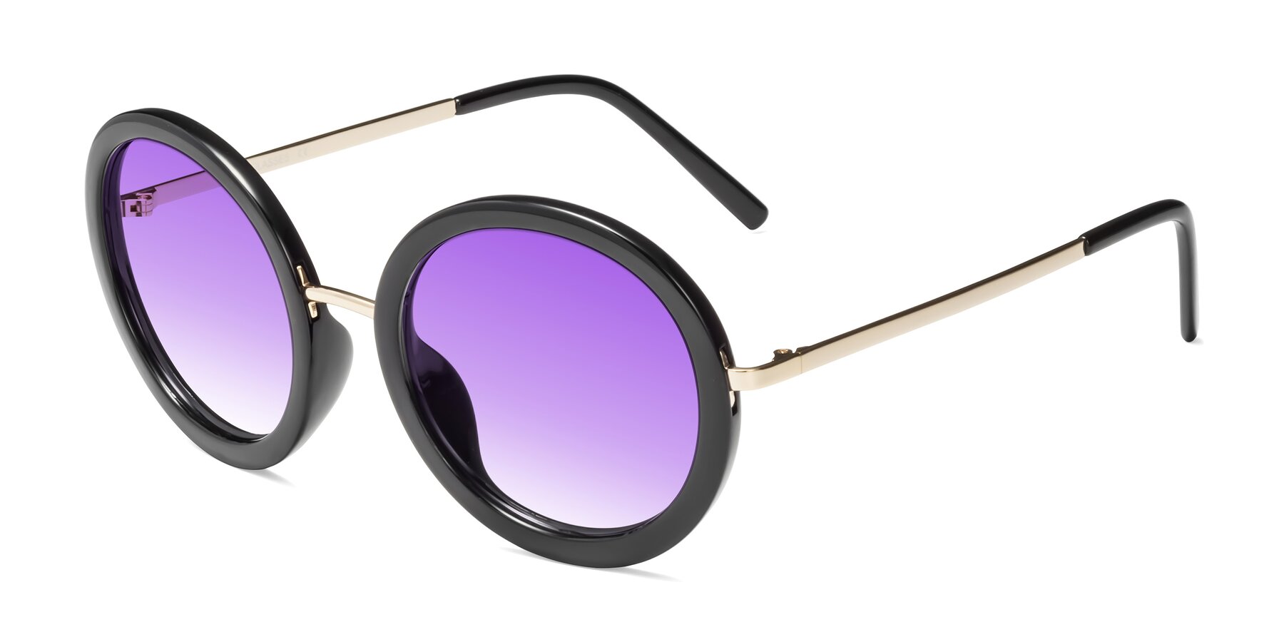 Angle of Bloom in Black with Purple Gradient Lenses