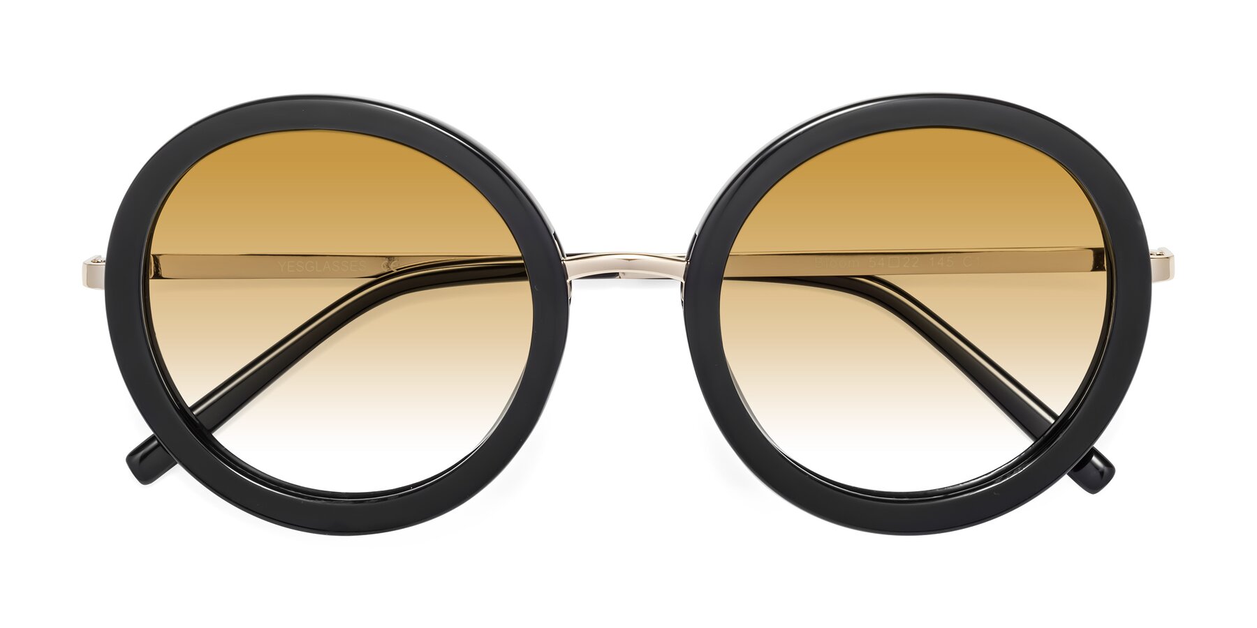Folded Front of Bloom in Black with Champagne Gradient Lenses