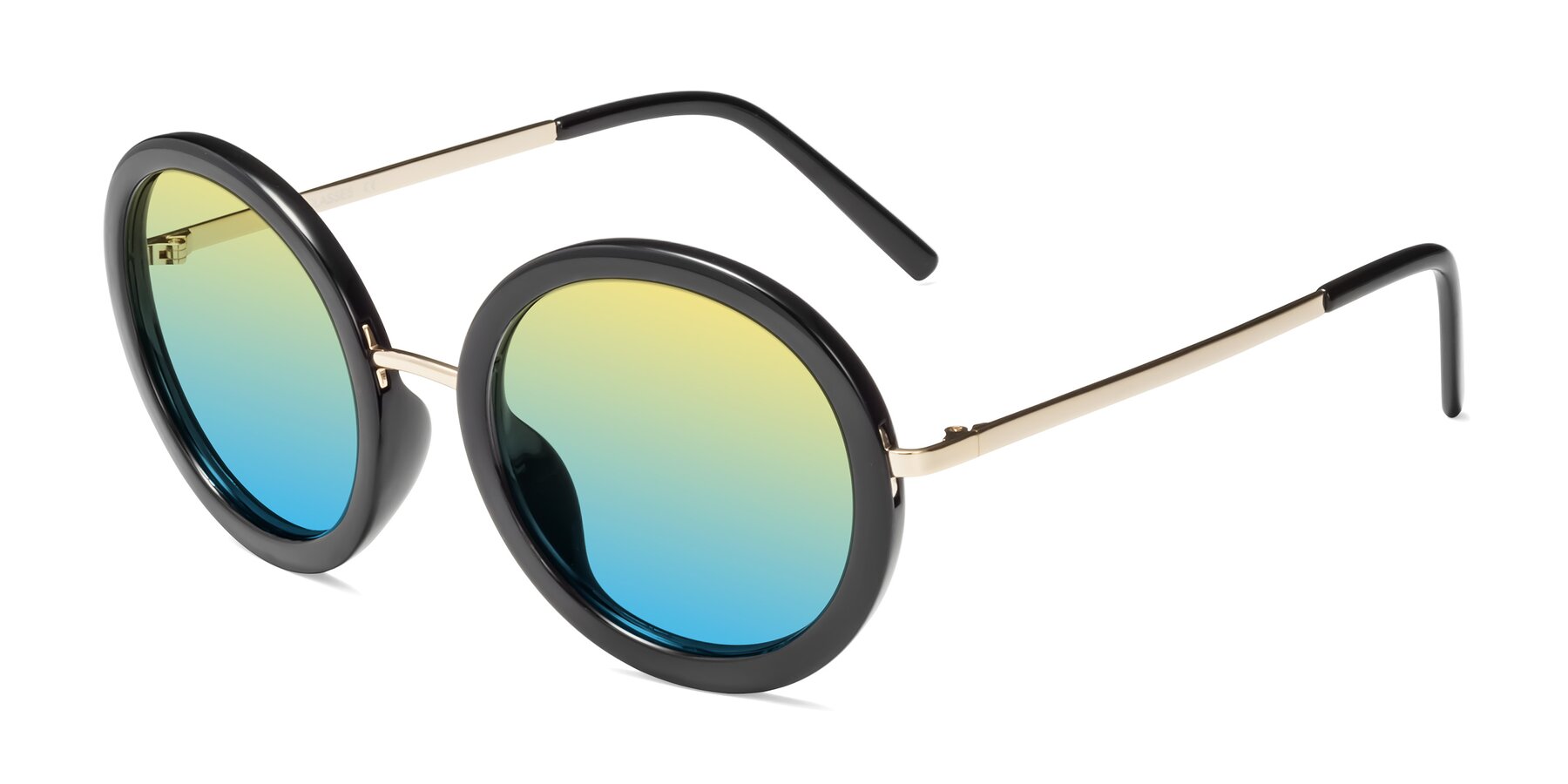 Angle of Bloom in Black with Yellow / Blue Gradient Lenses