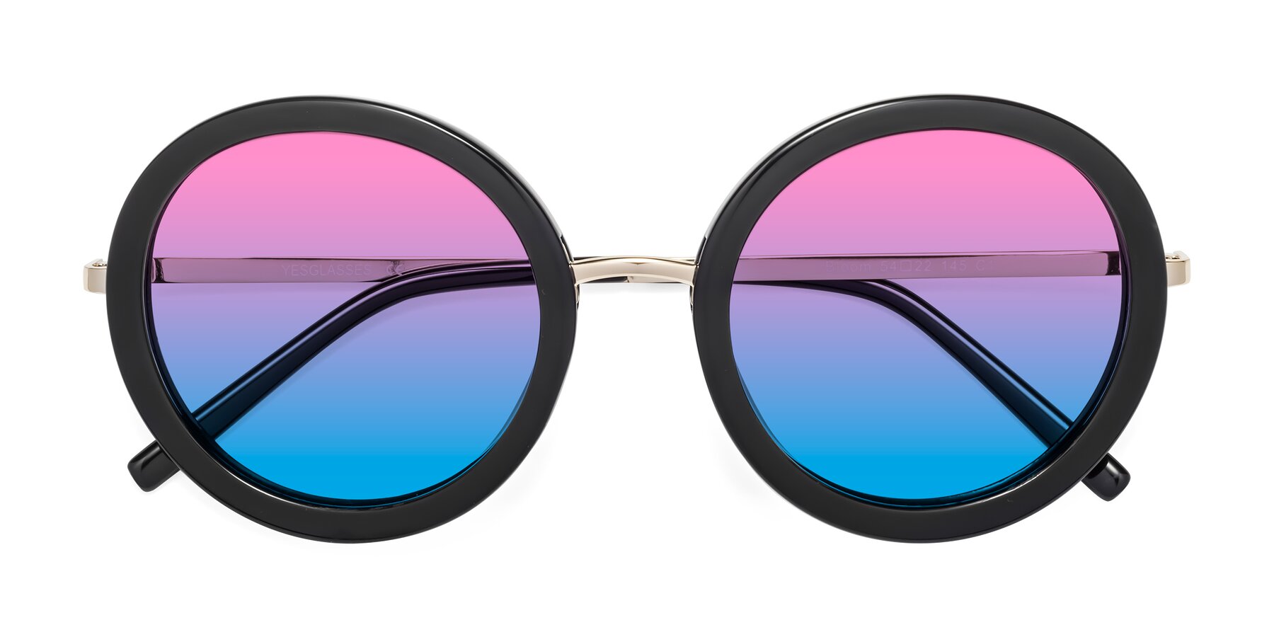 Folded Front of Bloom in Black with Pink / Blue Gradient Lenses