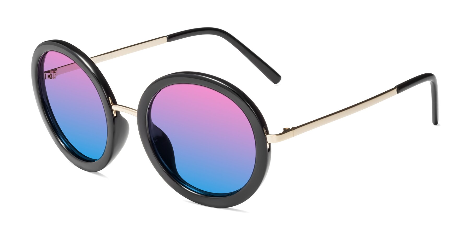 Angle of Bloom in Black with Pink / Blue Gradient Lenses