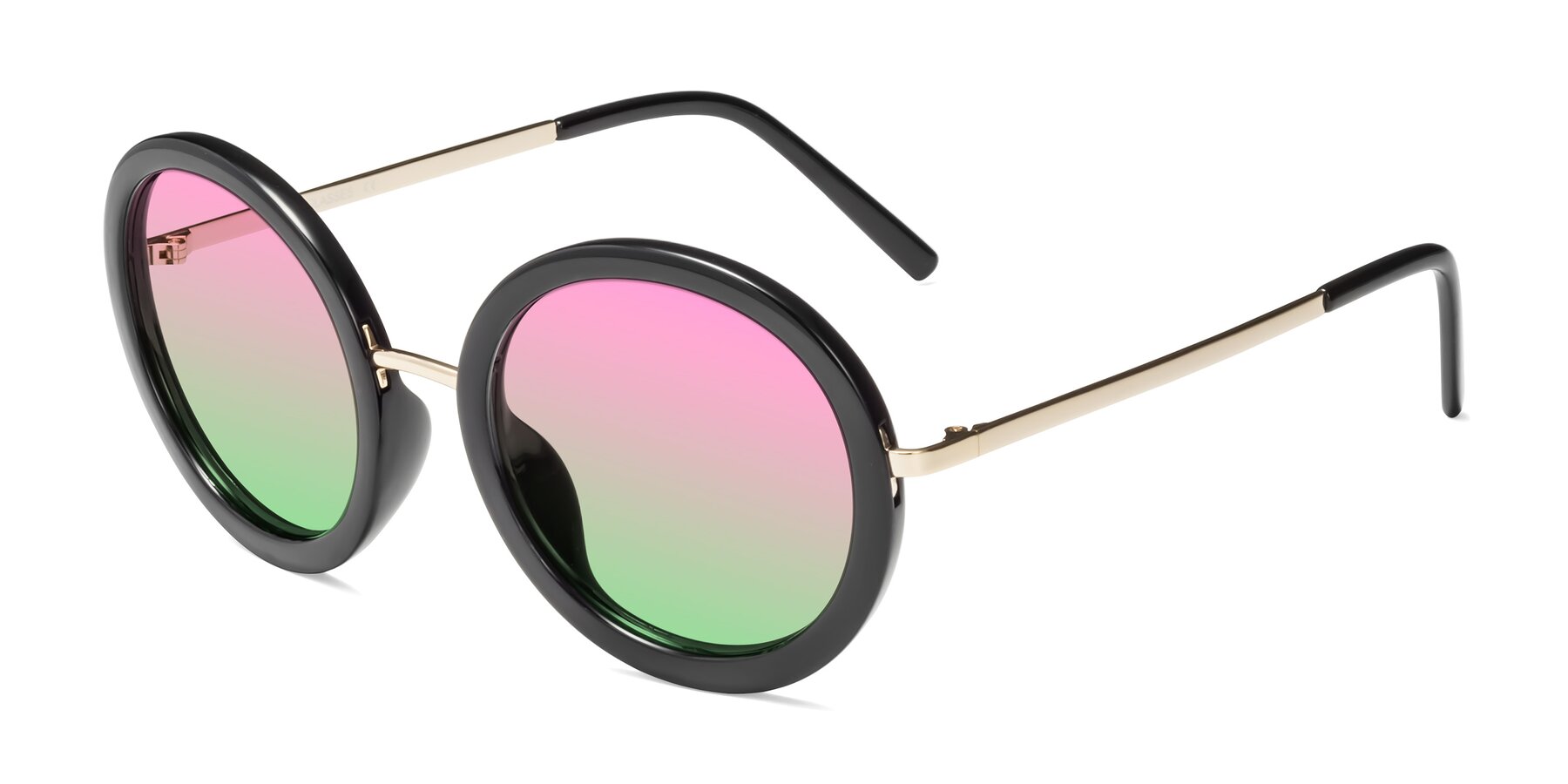 Angle of Bloom in Black with Pink / Green Gradient Lenses