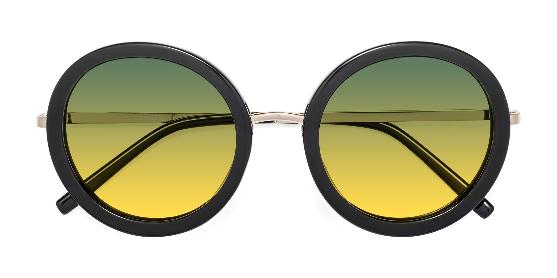 Folded Front of Bloom in Black with Green / Yellow Gradient Lenses