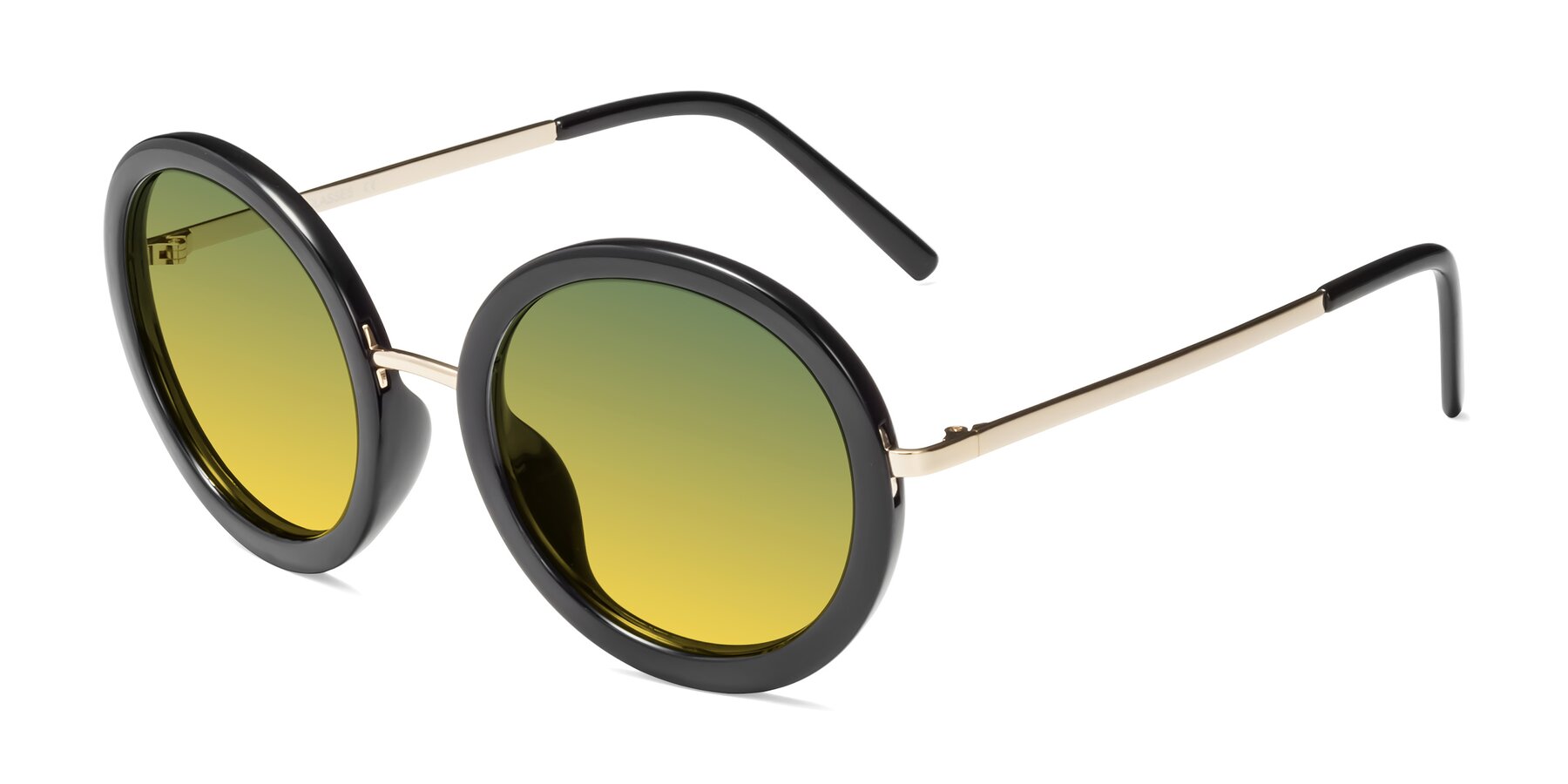 Angle of Bloom in Black with Green / Yellow Gradient Lenses