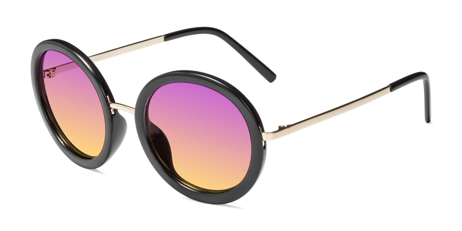 Angle of Bloom in Black with Purple / Yellow Gradient Lenses