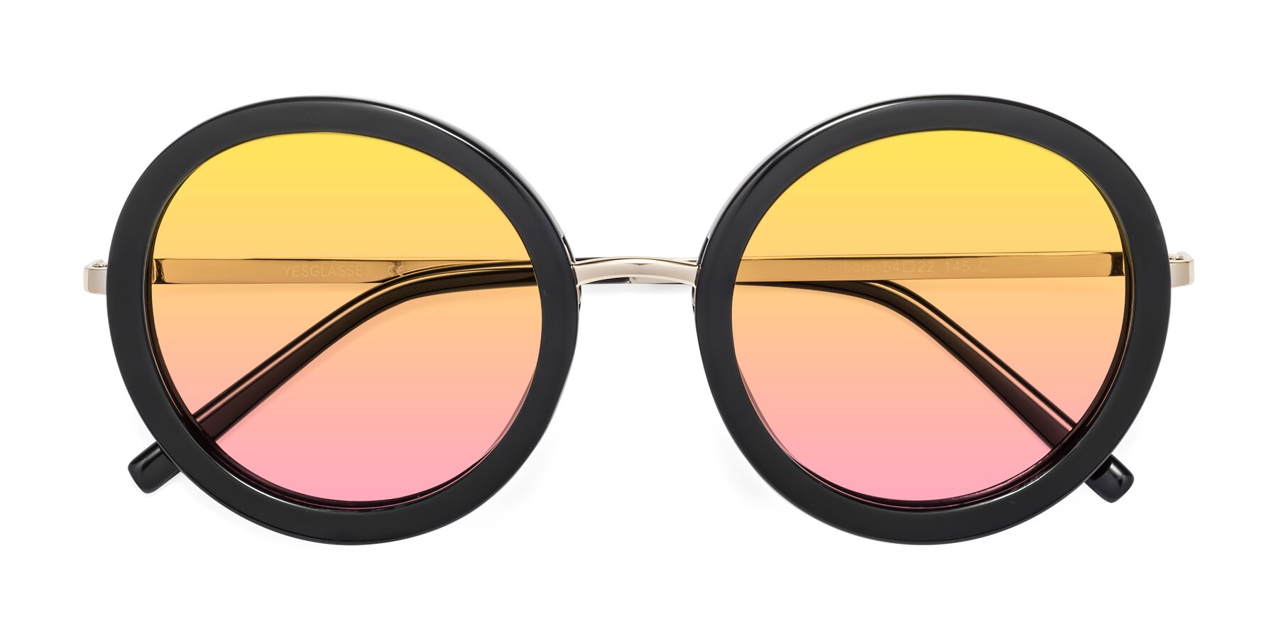 Folded Front of Bloom in Black with Yellow / Pink Gradient Lenses