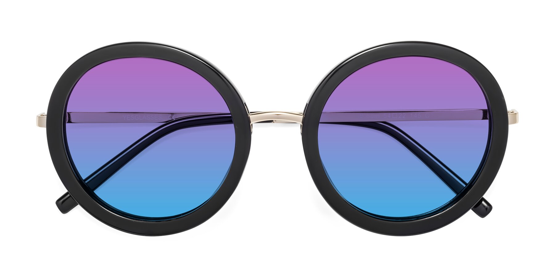 Folded Front of Bloom in Black with Purple / Blue Gradient Lenses