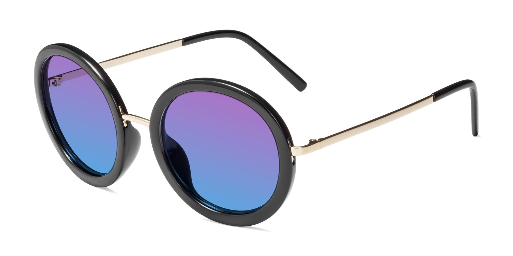 Angle of Bloom in Black with Purple / Blue Gradient Lenses