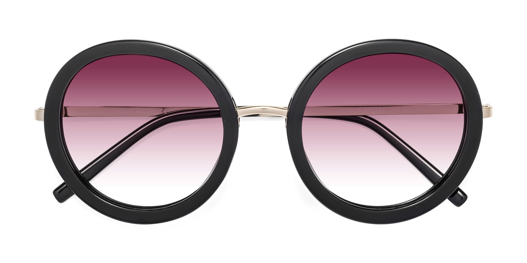 Folded Front of Bloom in Black with Wine Gradient Lenses