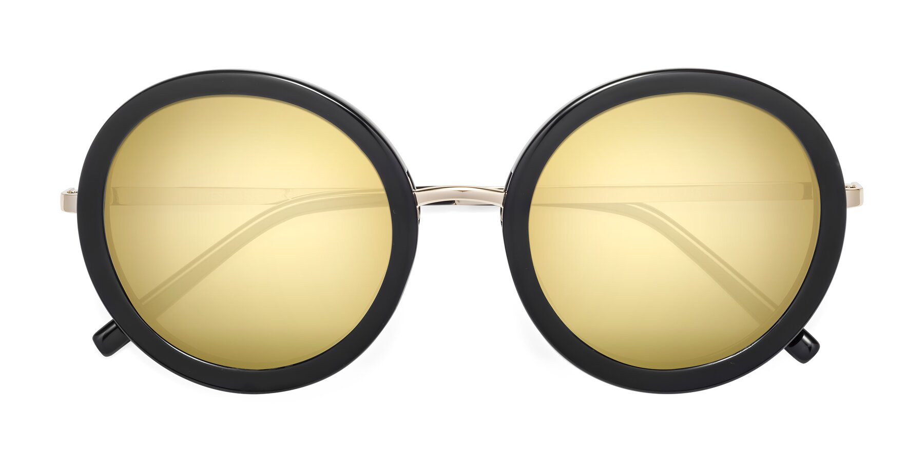 Folded Front of Bloom in Black with Gold Mirrored Lenses