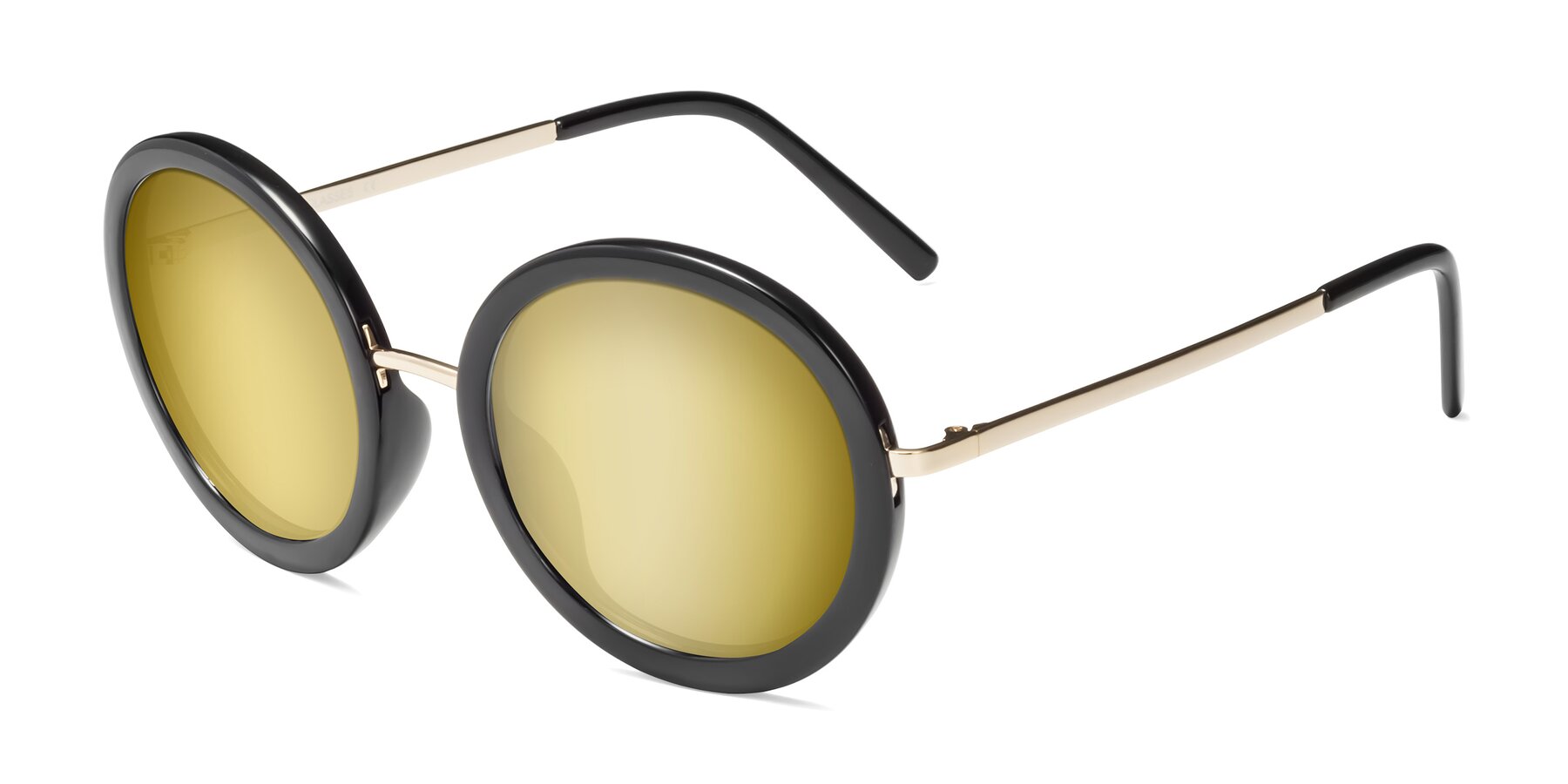 Angle of Bloom in Black with Gold Mirrored Lenses