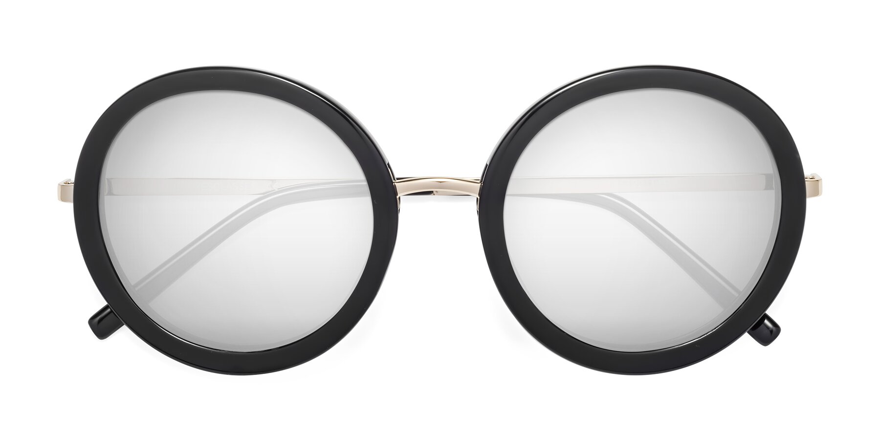 Folded Front of Bloom in Black with Silver Mirrored Lenses