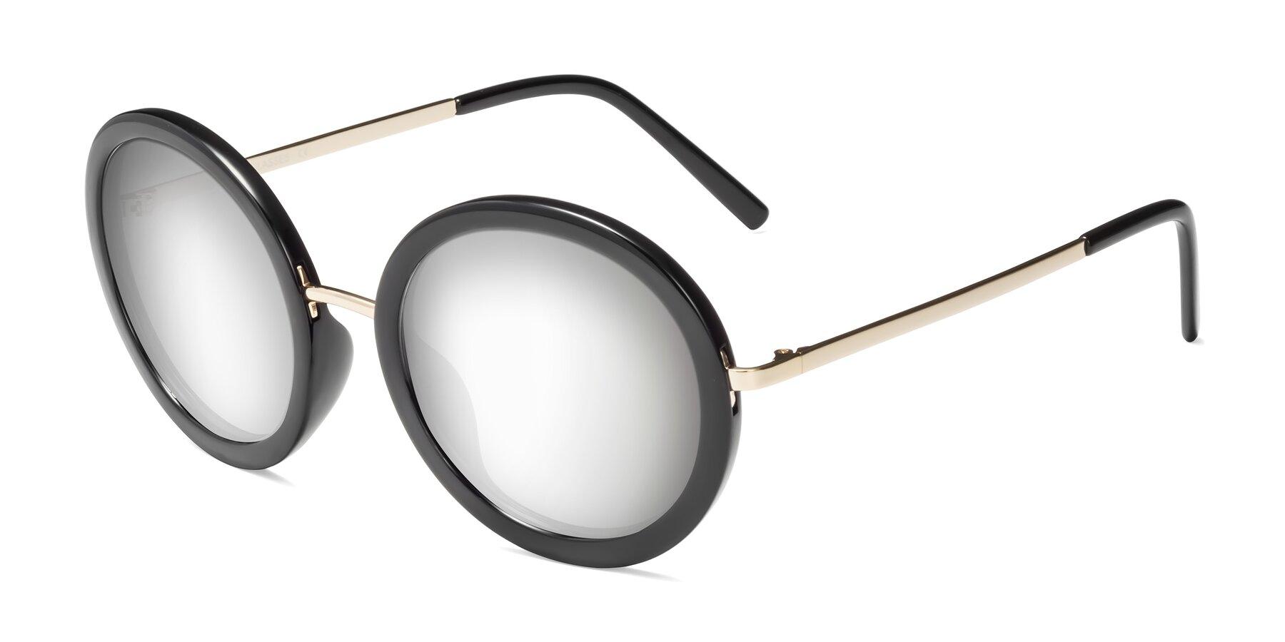 Angle of Bloom in Black with Silver Mirrored Lenses