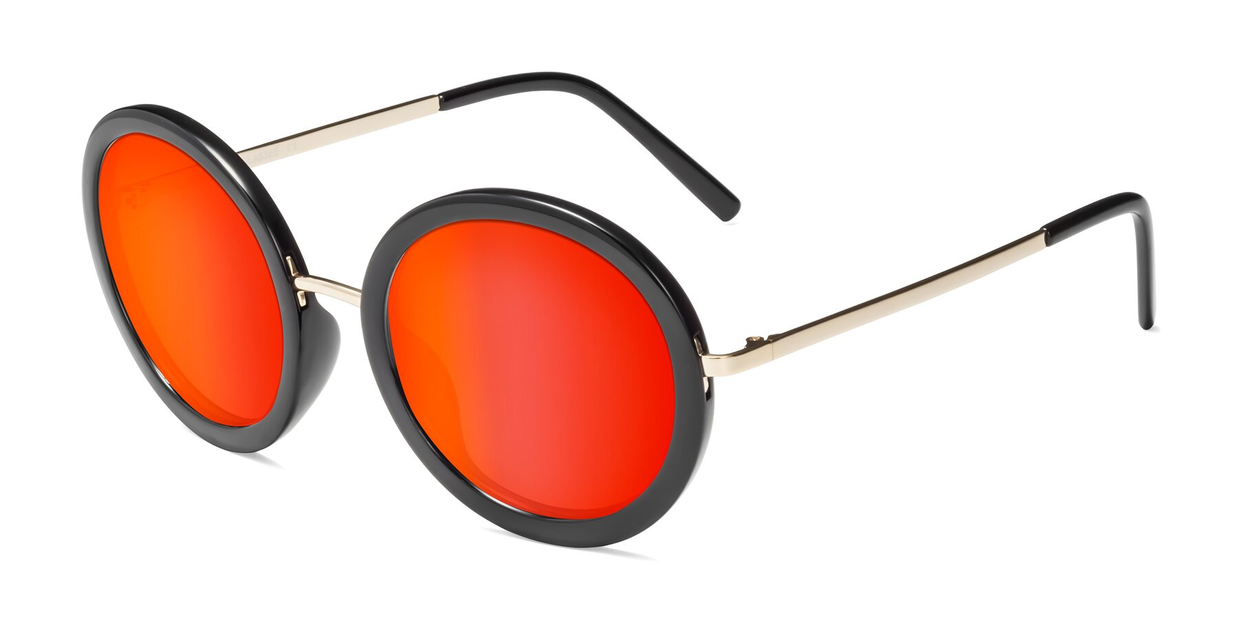 Angle of Bloom in Black with Red Gold Mirrored Lenses