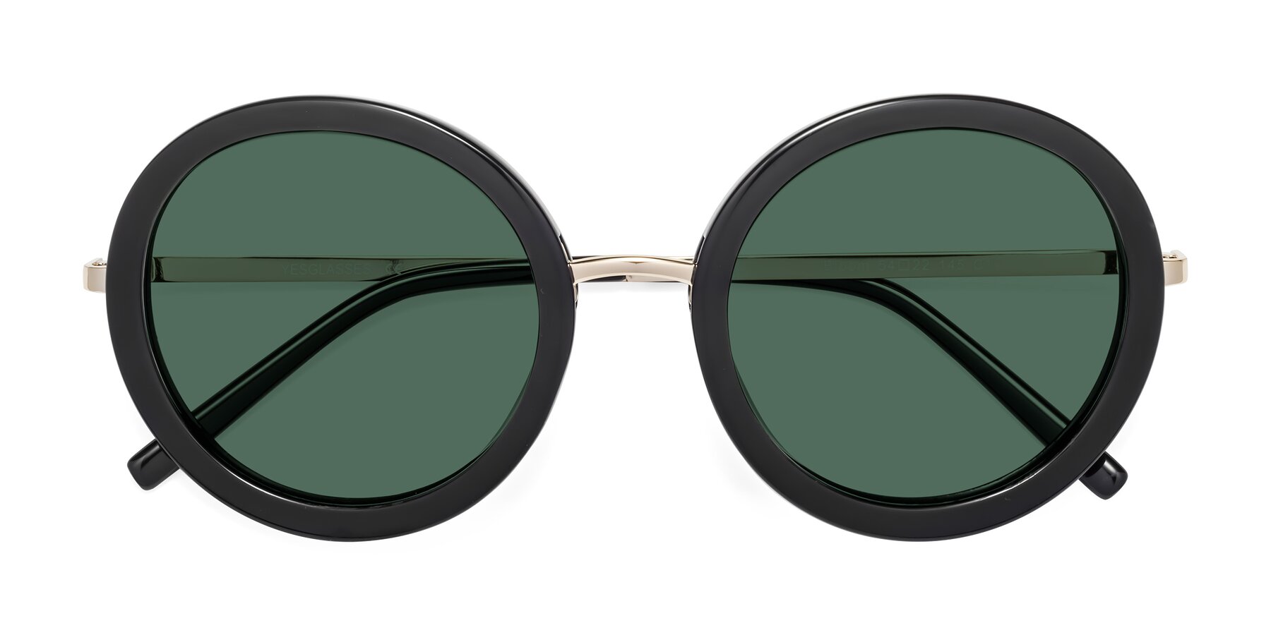 Folded Front of Bloom in Black with Green Polarized Lenses
