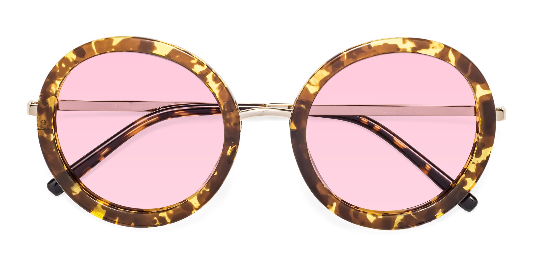 Folded Front of Bloom in Transparent Tortoise with Light Pink Tinted Lenses