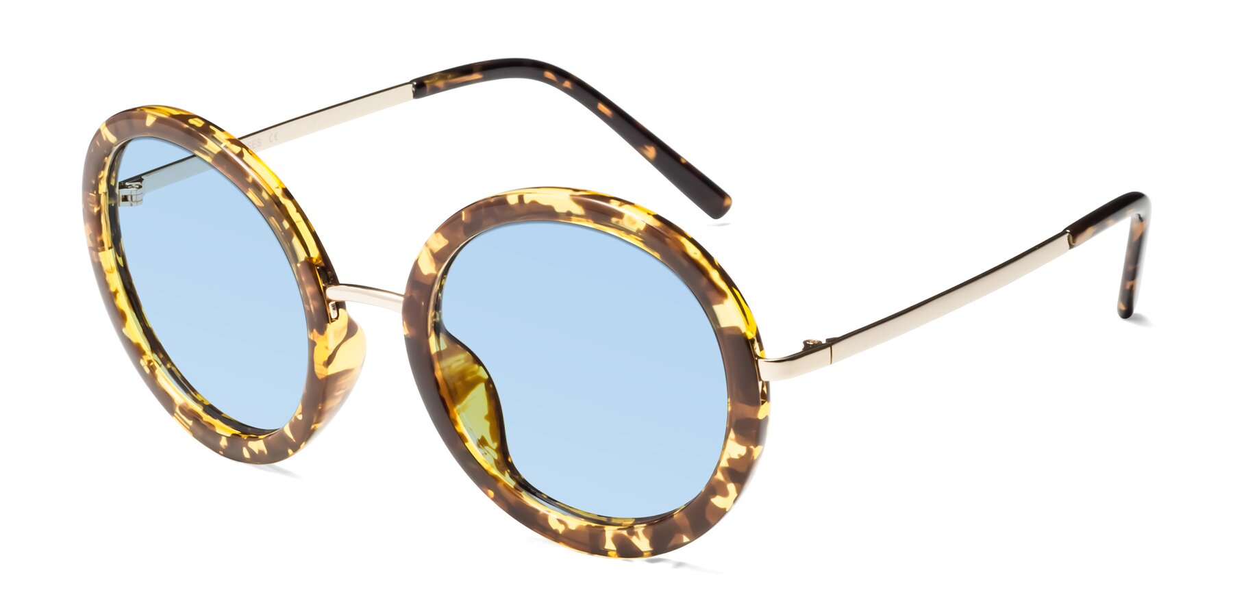 Angle of Bloom in Transparent Tortoise with Light Blue Tinted Lenses