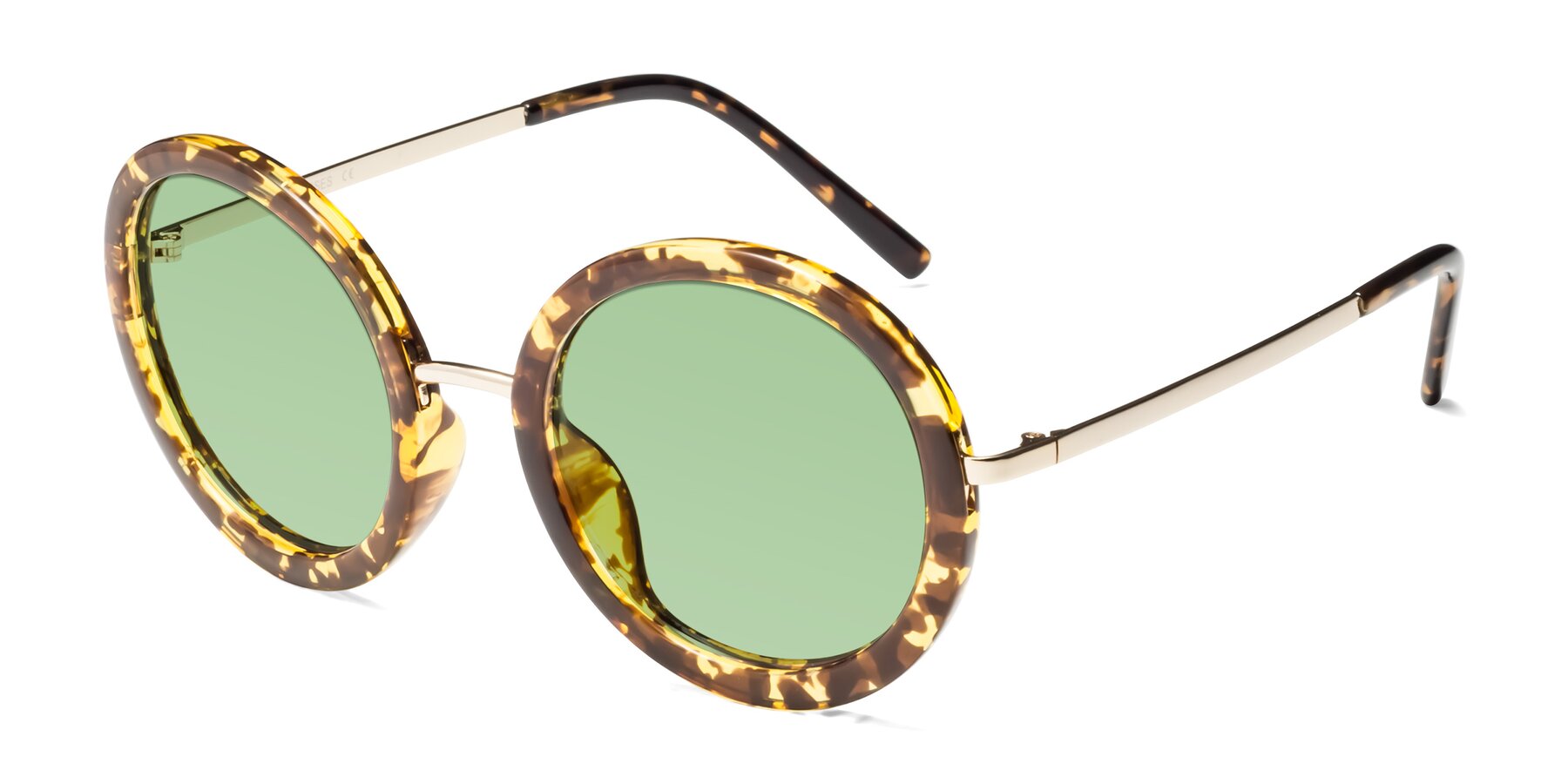 Angle of Bloom in Transparent Tortoise with Medium Green Tinted Lenses