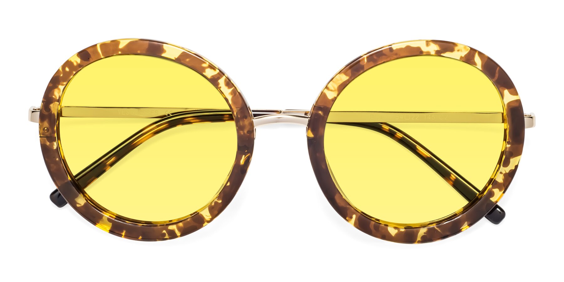 Folded Front of Bloom in Transparent Tortoise with Medium Yellow Tinted Lenses