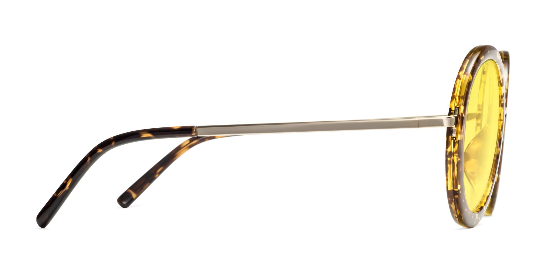Side of Bloom in Transparent Tortoise with Medium Yellow Tinted Lenses