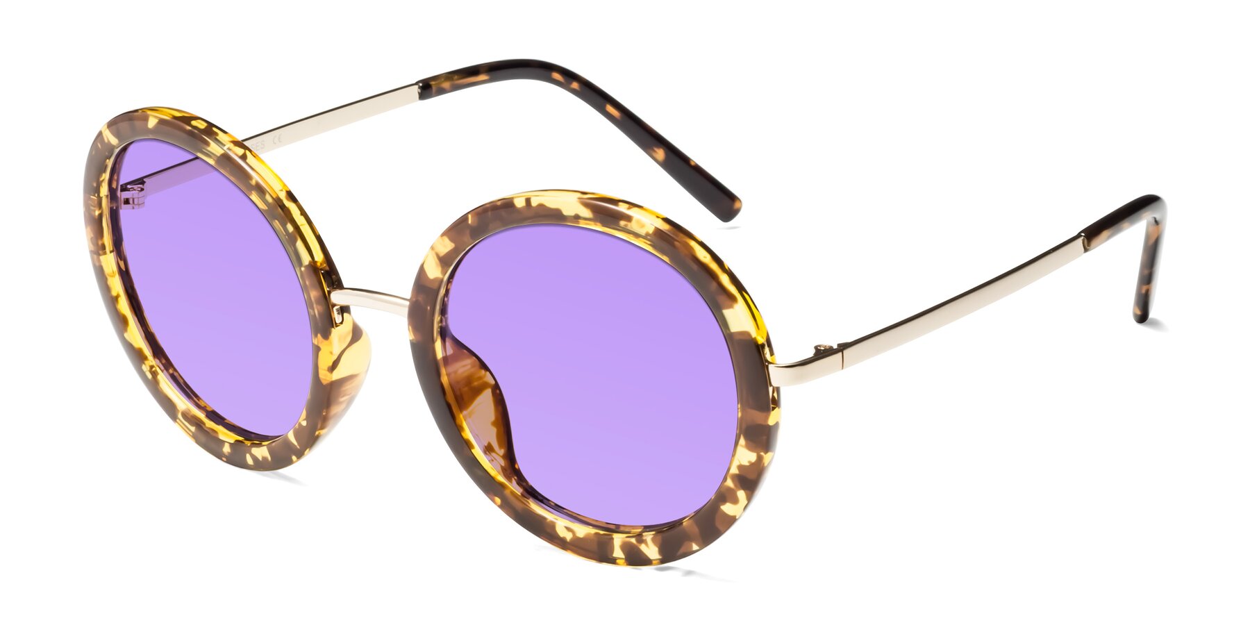 Angle of Bloom in Transparent Tortoise with Medium Purple Tinted Lenses
