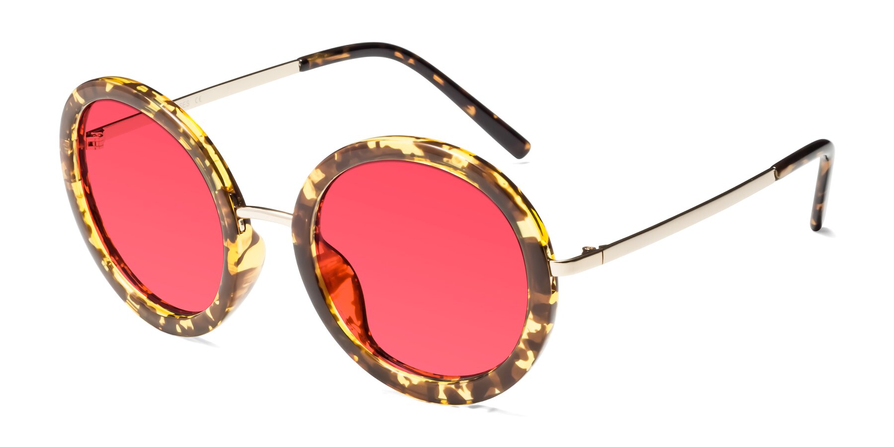 Angle of Bloom in Transparent Tortoise with Red Tinted Lenses