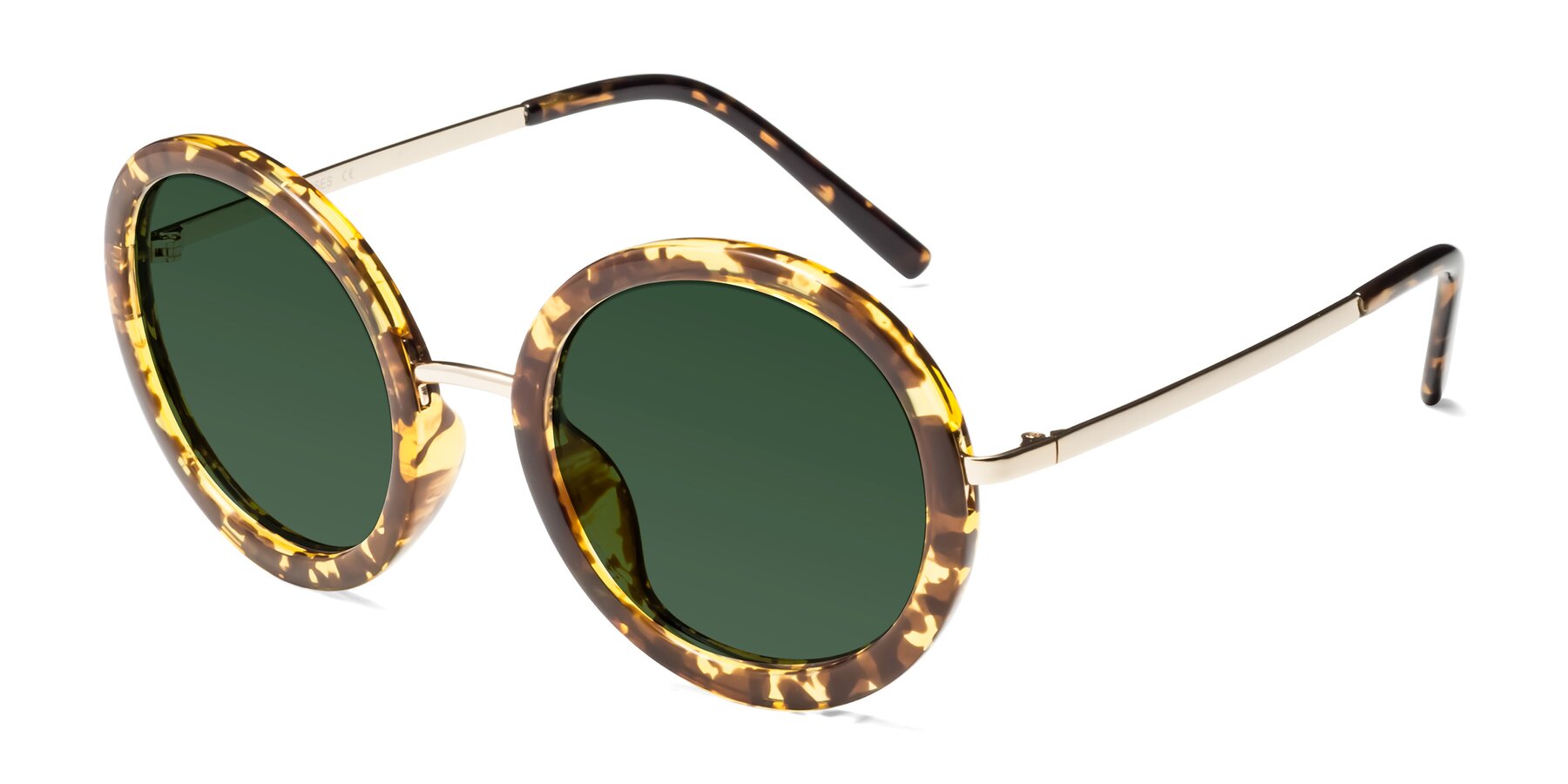 Angle of Bloom in Transparent Tortoise with Green Tinted Lenses