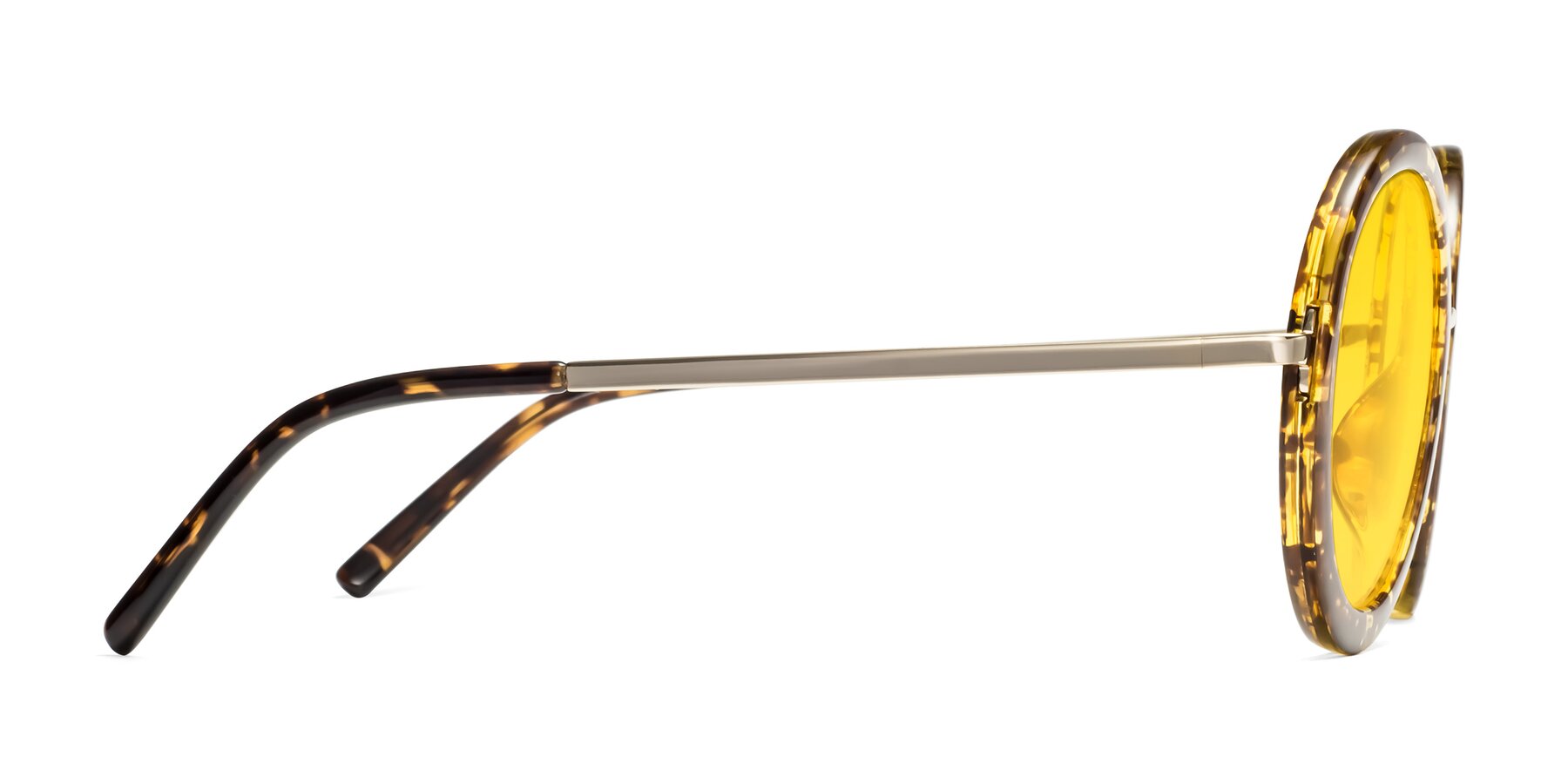 Side of Bloom in Transparent Tortoise with Yellow Tinted Lenses