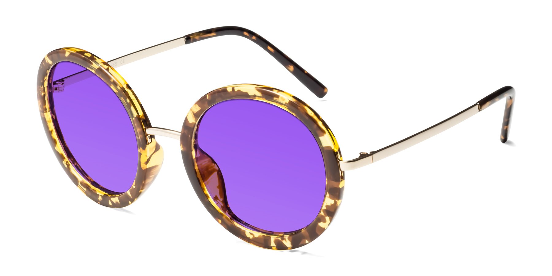 Angle of Bloom in Transparent Tortoise with Purple Tinted Lenses