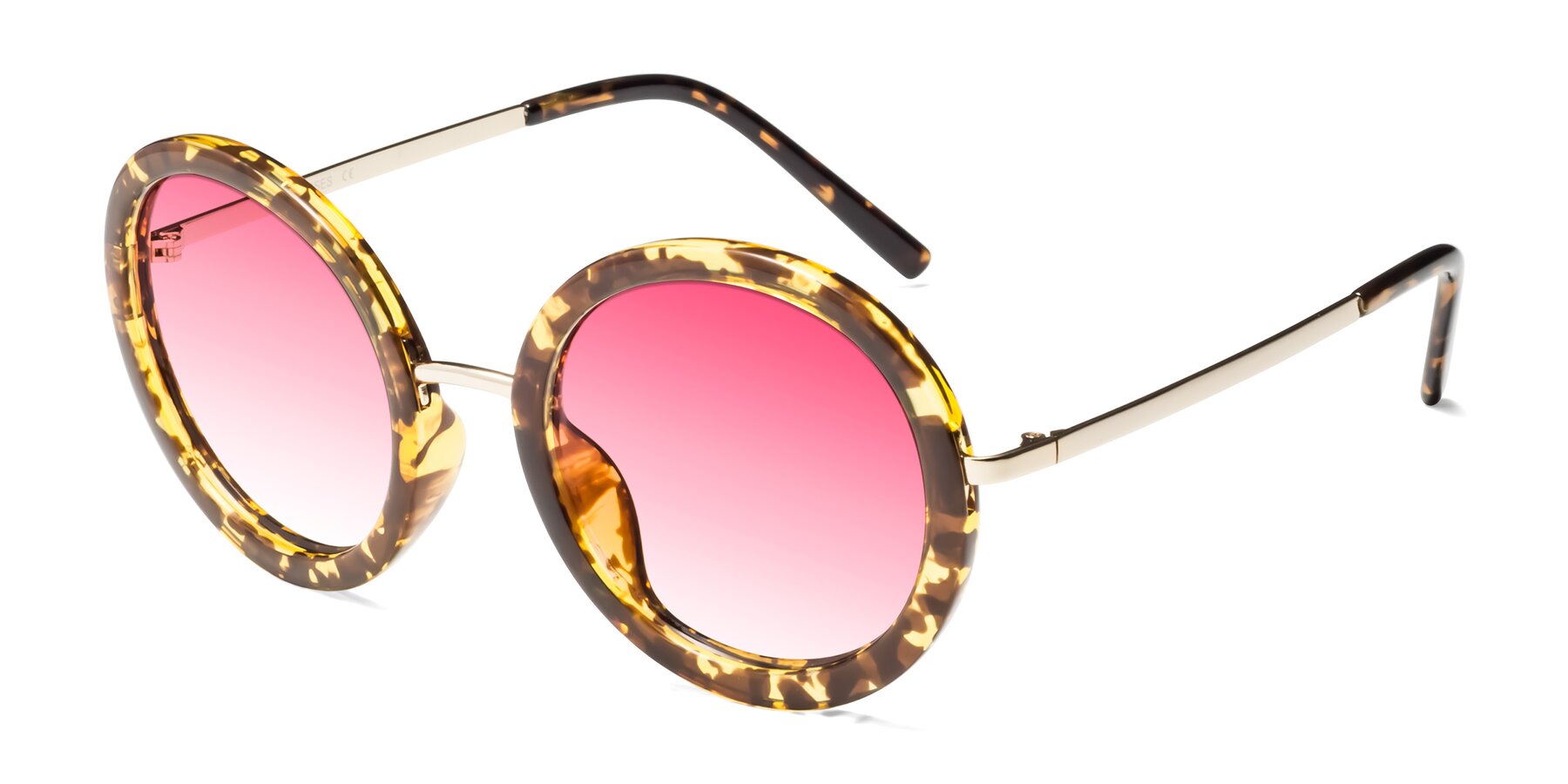 Angle of Bloom in Transparent Tortoise with Pink Gradient Lenses
