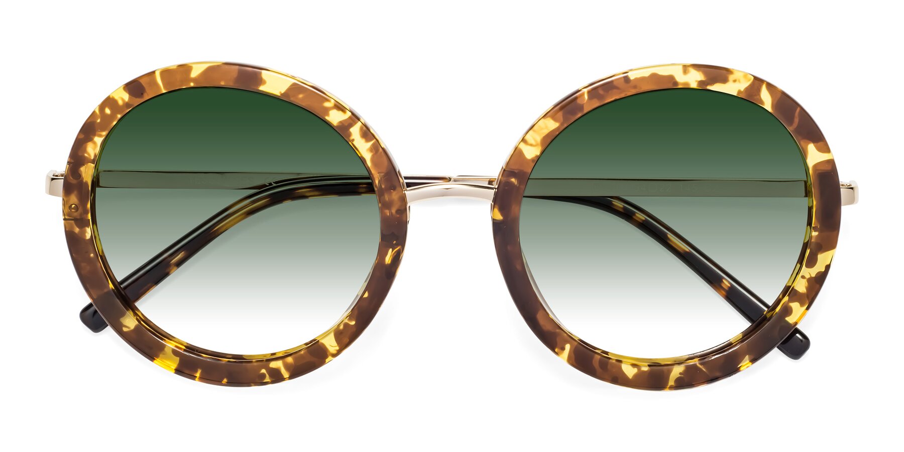 Folded Front of Bloom in Transparent Tortoise with Green Gradient Lenses