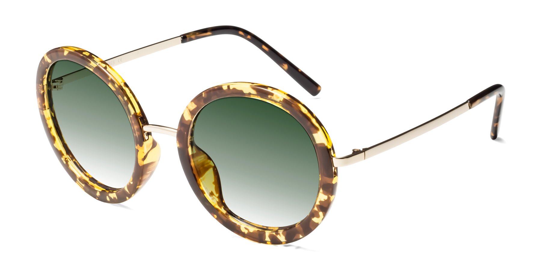 Angle of Bloom in Transparent Tortoise with Green Gradient Lenses