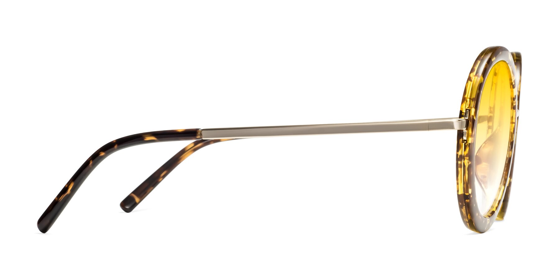 Side of Bloom in Transparent Tortoise with Yellow Gradient Lenses