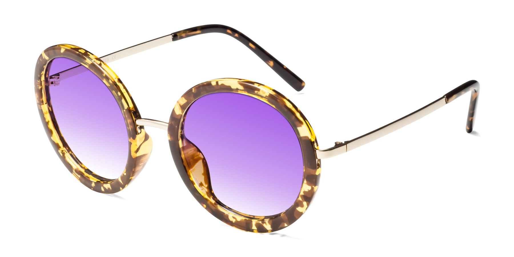 Angle of Bloom in Transparent Tortoise with Purple Gradient Lenses